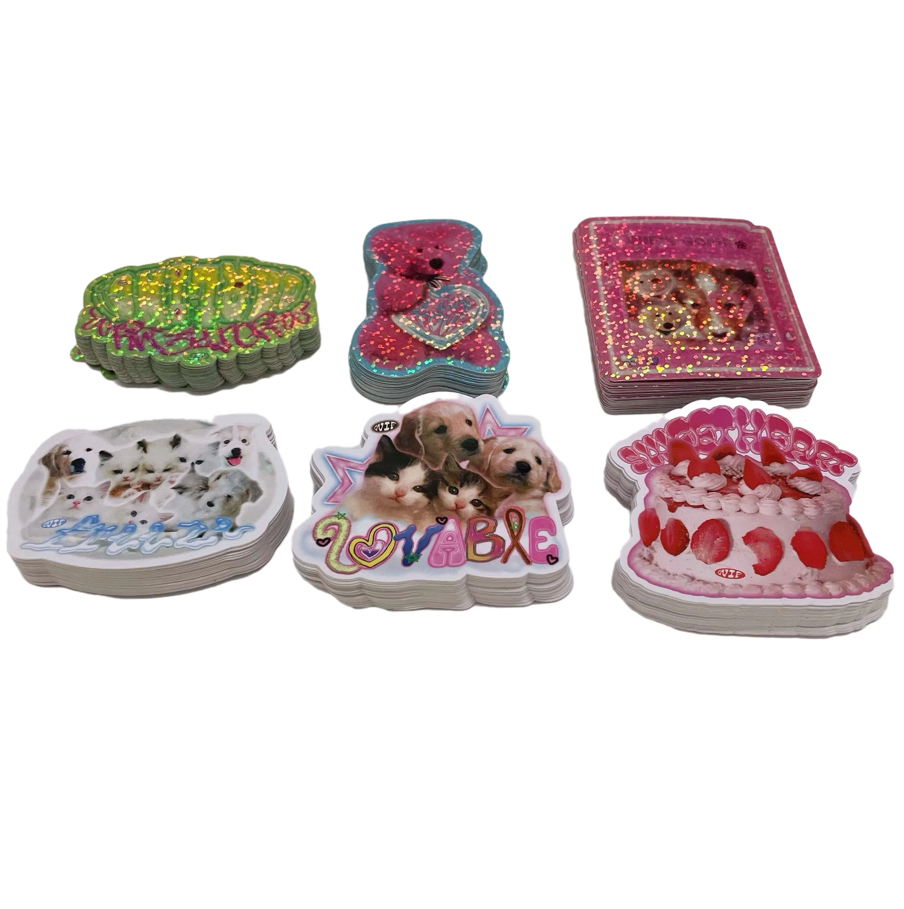 

custom printable durable waterproof hologram glitter die cut vinyl decoration laptop stickers