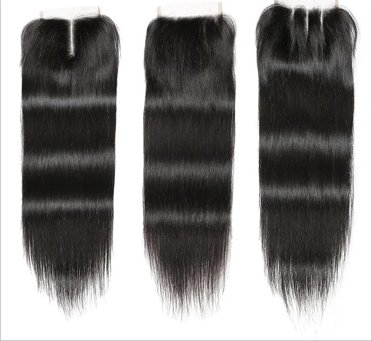 

straight Human Hair With 4x4 Closure Unprocessed Virgin Hair bundle Hair Weave Natural color wholesale