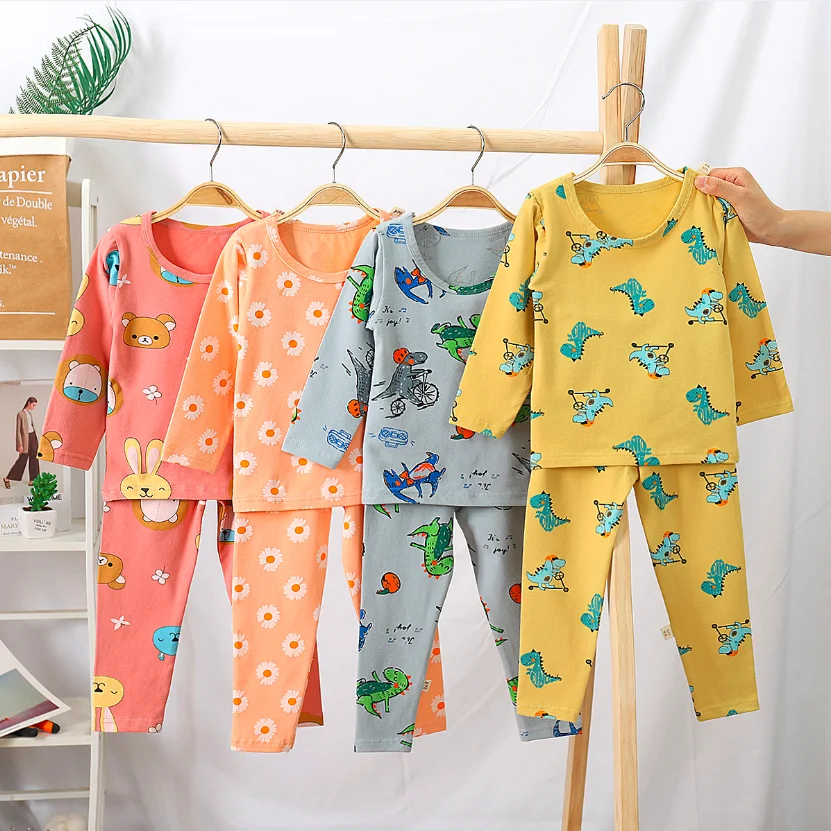 

Children's Cotton Pajamas Two-Piece Set Long-Sleeved Printed Home Wear, Picture shows