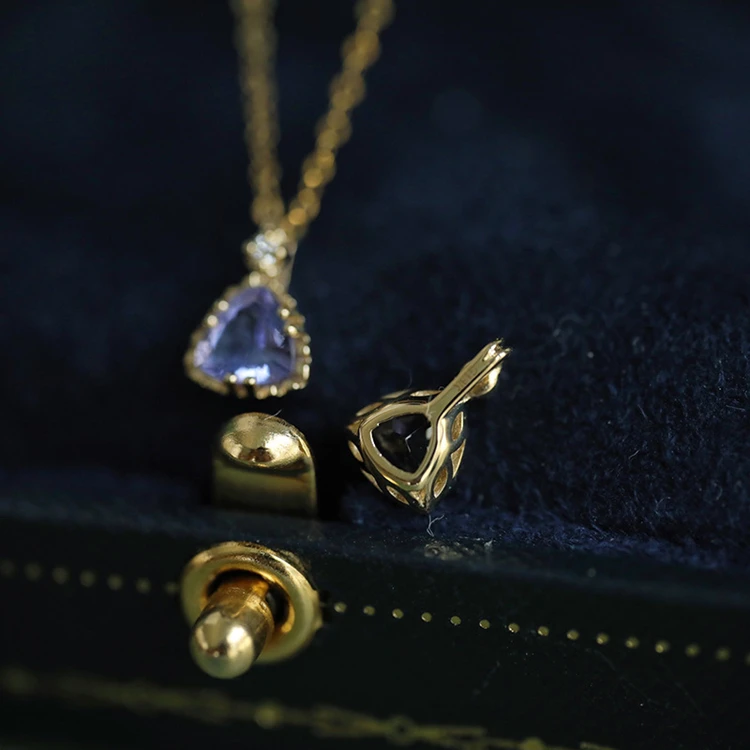 

Tanzanite blue zircon necklace S925 sterling silver gold plated women necklace