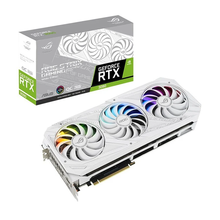 

ASUS ROG-STRIX-RTX3090-O24G-WHITE Graphics Card with 24GB GDDR6X 1890 MHz support Overclock ASUS RTX 3090 24G Video Card