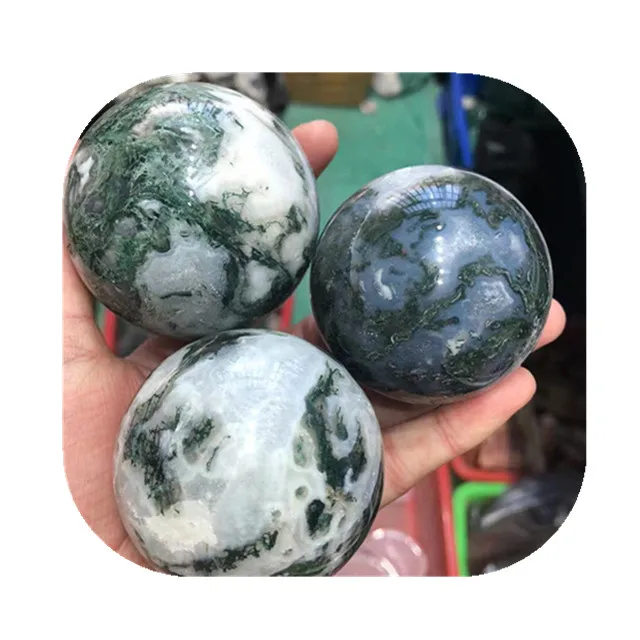 

Wholesale natural healing crystal energy crystal sphere ball moss agate spheres for home decoration