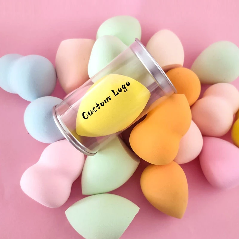 Custom Logo Iron Box Washable Makeup Sponge Soft Cosmetic Powder Puff Non Latex Beauty Egg Liquid Foundation Blender Sponges