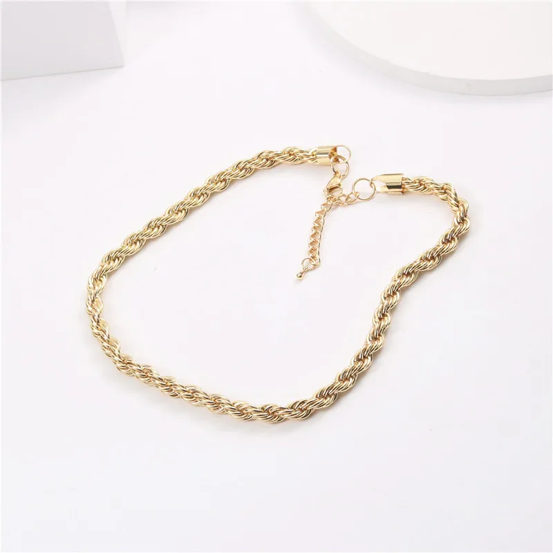 

2021 New Jewelry 18K Gold Plated Chunky Rope Chain Necklace Stainless Steel PVD Gold Plated Jewelry