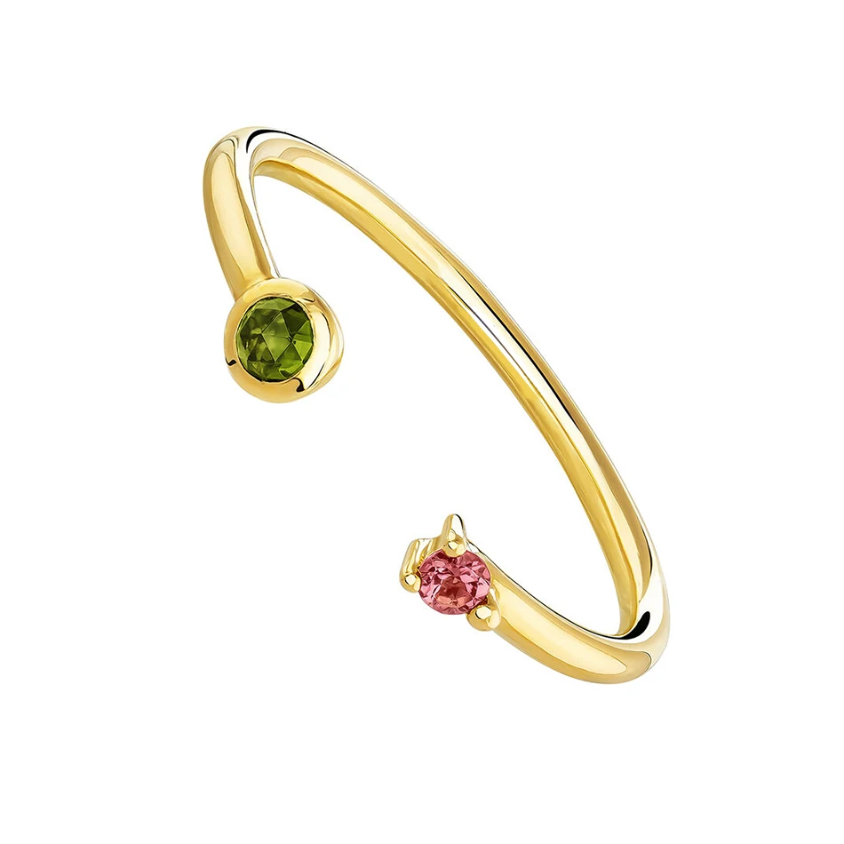 

Fashion Jewelry 925 Sterling Silver Gold Plated Open Ring With Red Cubic Zircon