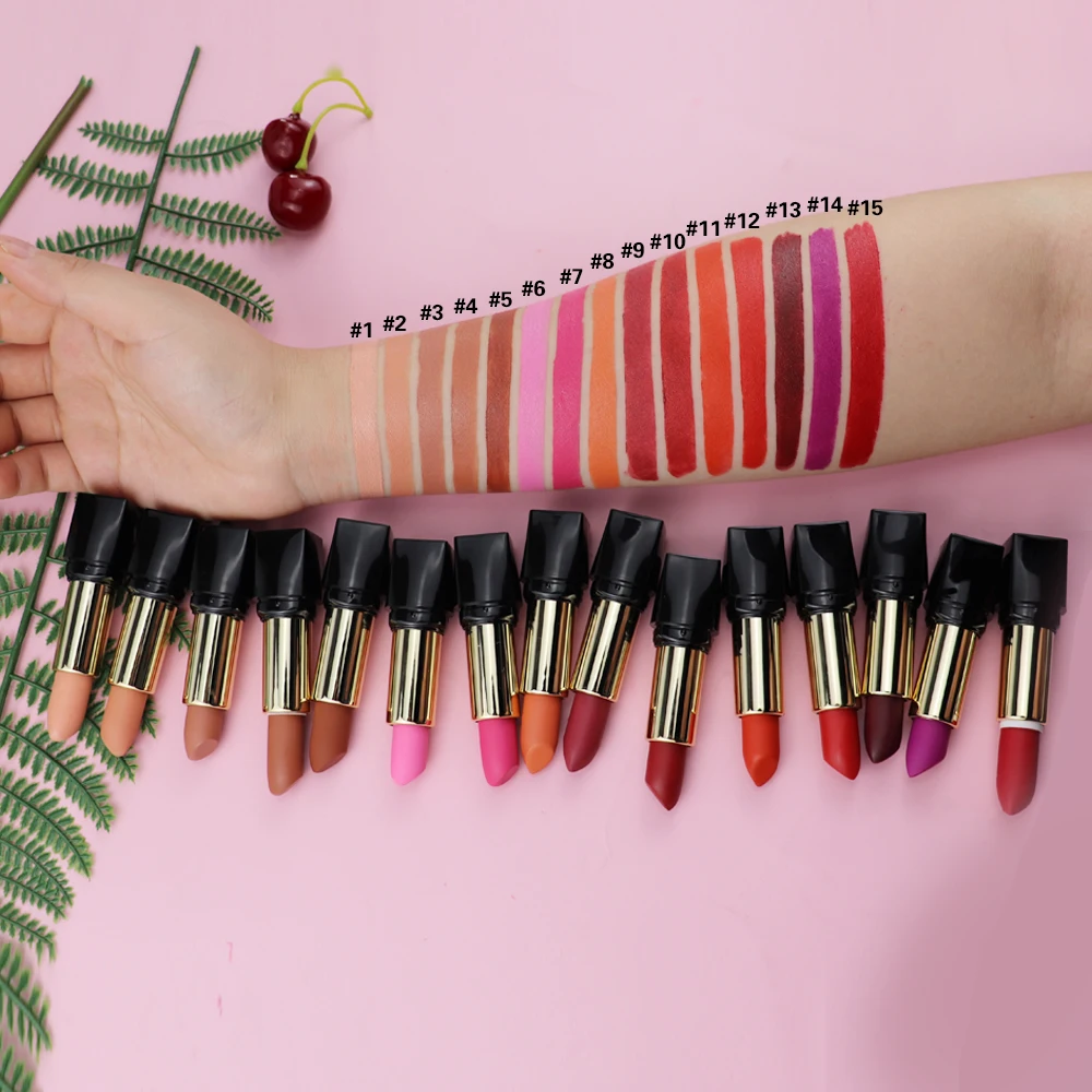 

Professional cover Original factory Matte cream lipstick private label, 15 colors