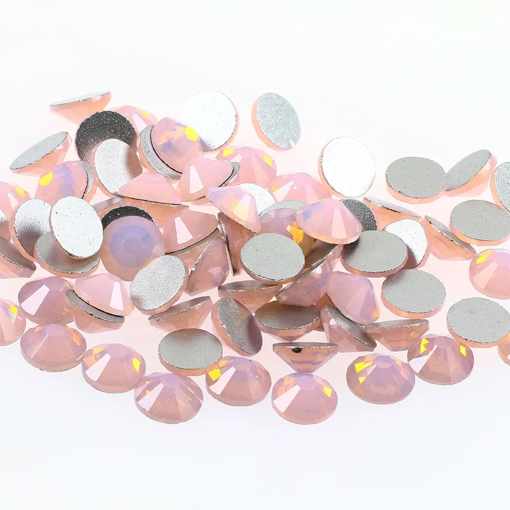 

Pink opal color flat back non hotfix crystal rhinestones for Clothes