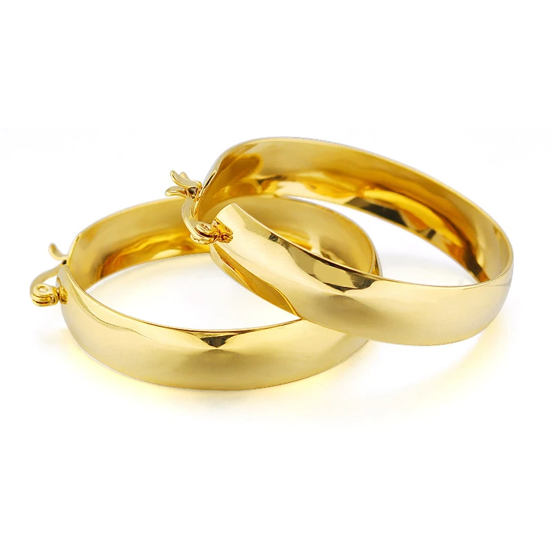 

Vintage Jewelry Wide Big Round Hoop Earrings Minimalist