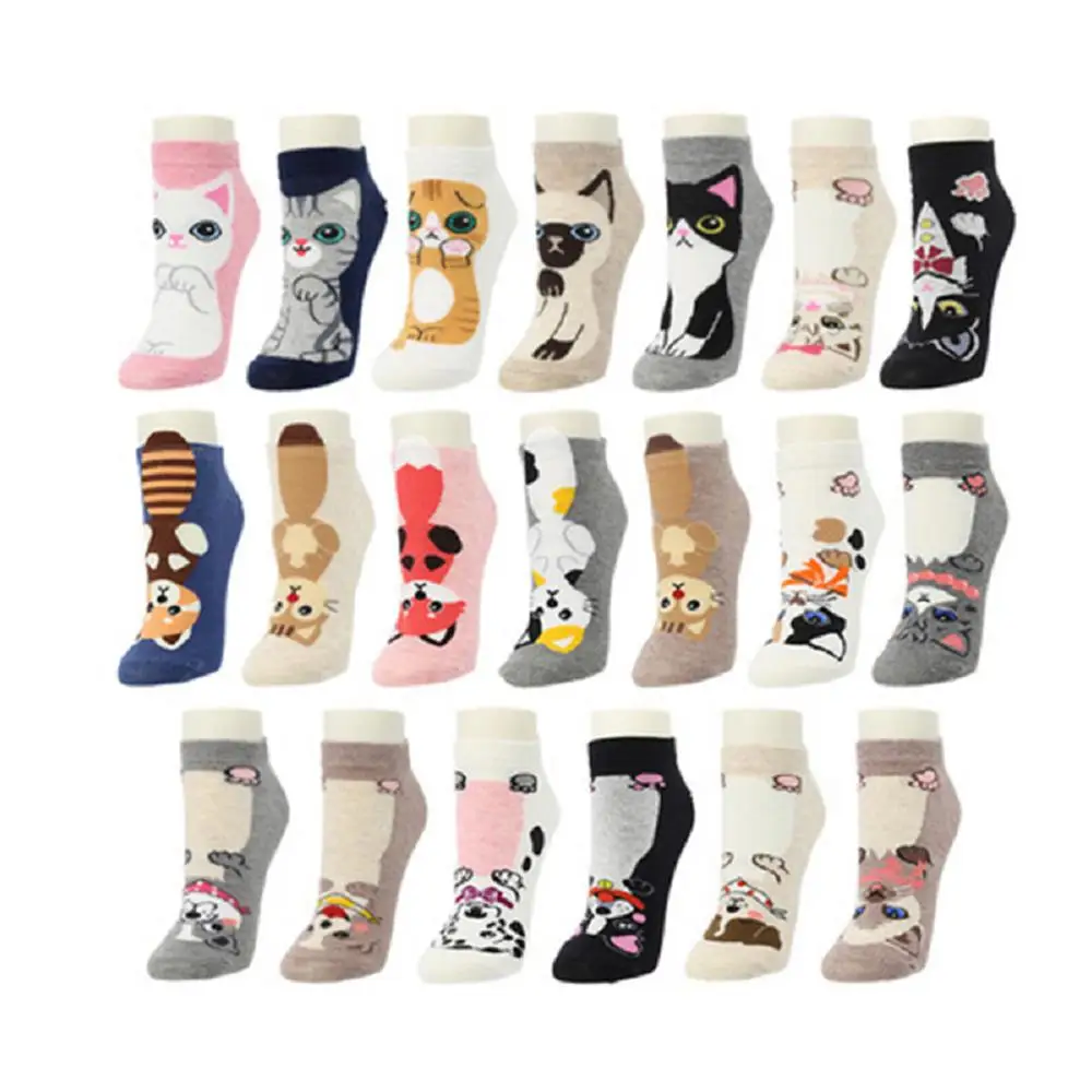 

2022 new cartoon ladies socks women cute cat dog Korean summer cotton socks