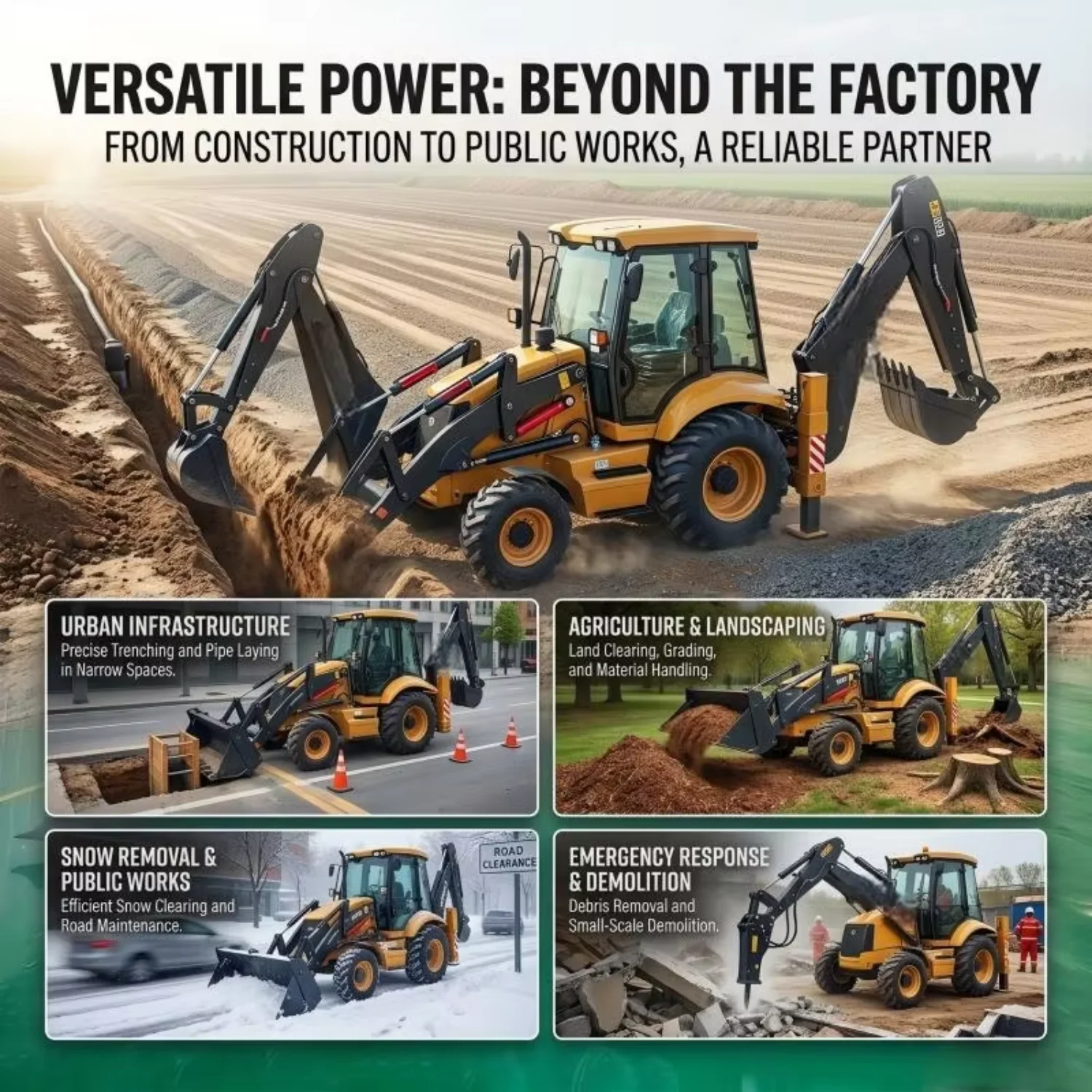 Euro 5 EPA Construction Machine Backhoe Loader China Large Backhoe Loaders 75KW Cummins Powered Backhoe Loader