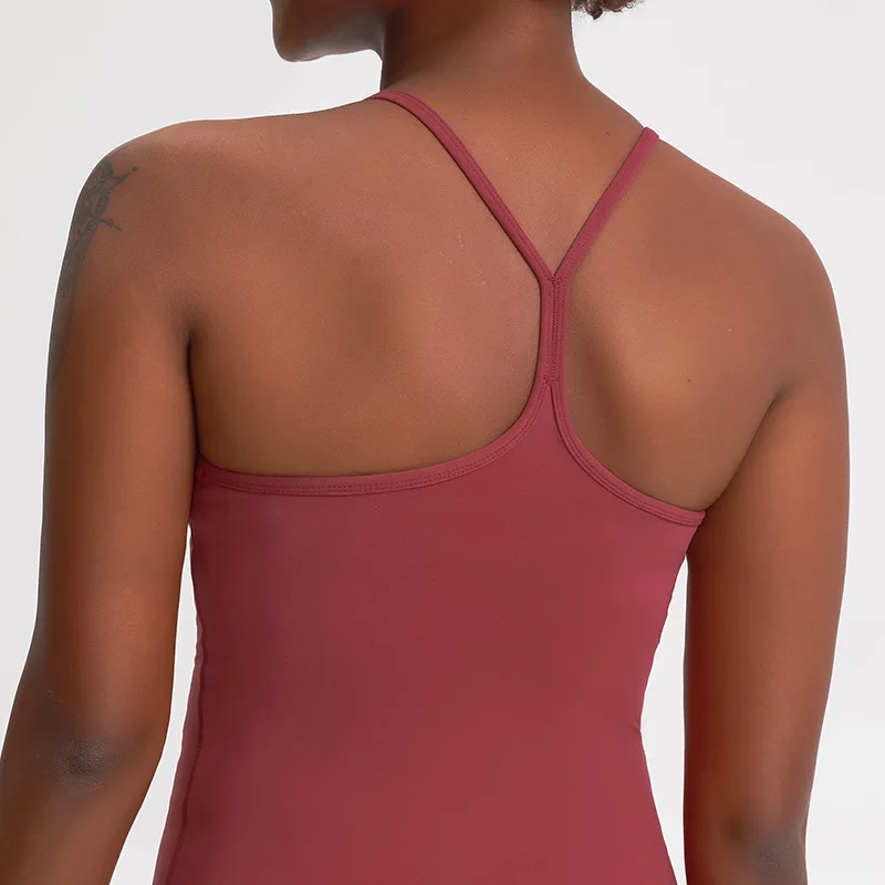 

Wholesale Women Sleeveless Yoga Tops with Pads Moisture Wicking Training Fitness Tank Tops, 6 colors