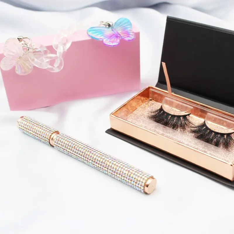 

Wholesale Private Label Box 3D eyelashes faux 25mm siberian mink eyelash strips, Natural black