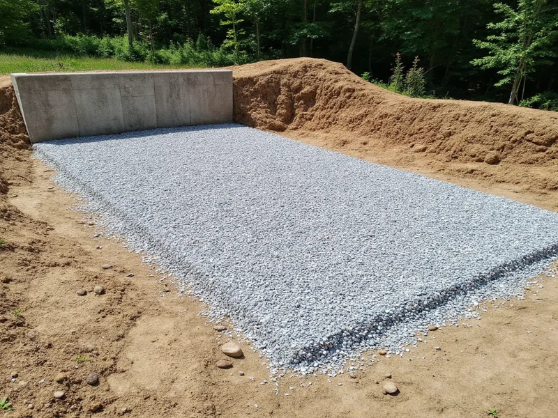 Leveling crushed stone base for stock tank pool installation