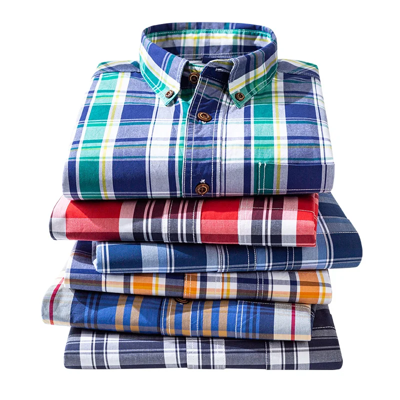 

100% Cotton Stretch Plaid Flannel printed shirts Fashion Men's Custom Shirt