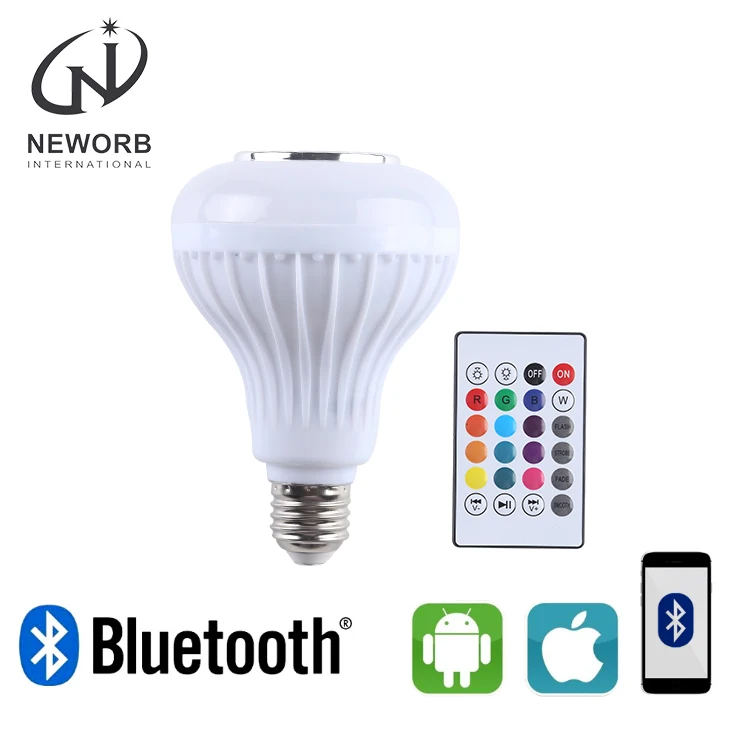 NEWORB AC85-265V Smart Remote Control Bluetooth Stereo Speaker Music Bulb