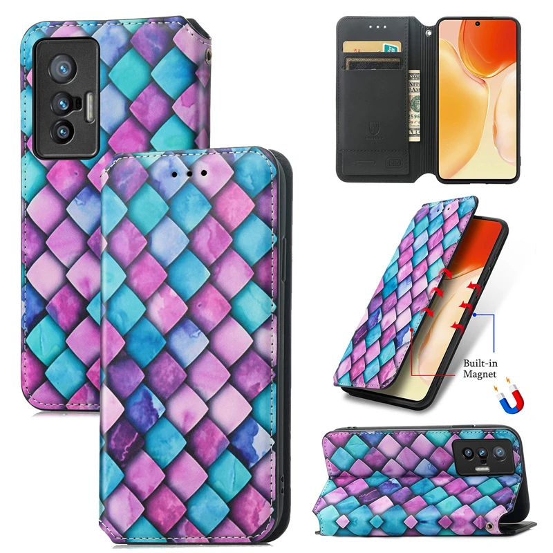

Wholesale Fashion Style For Vivo Y75 5G Painted Flip Leather Case for VIVO Y55 with Magnetic Closure