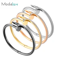 

Modalen Briliance Luxury Diamond Nail Bracelet Woman Stainless Steel Bangle