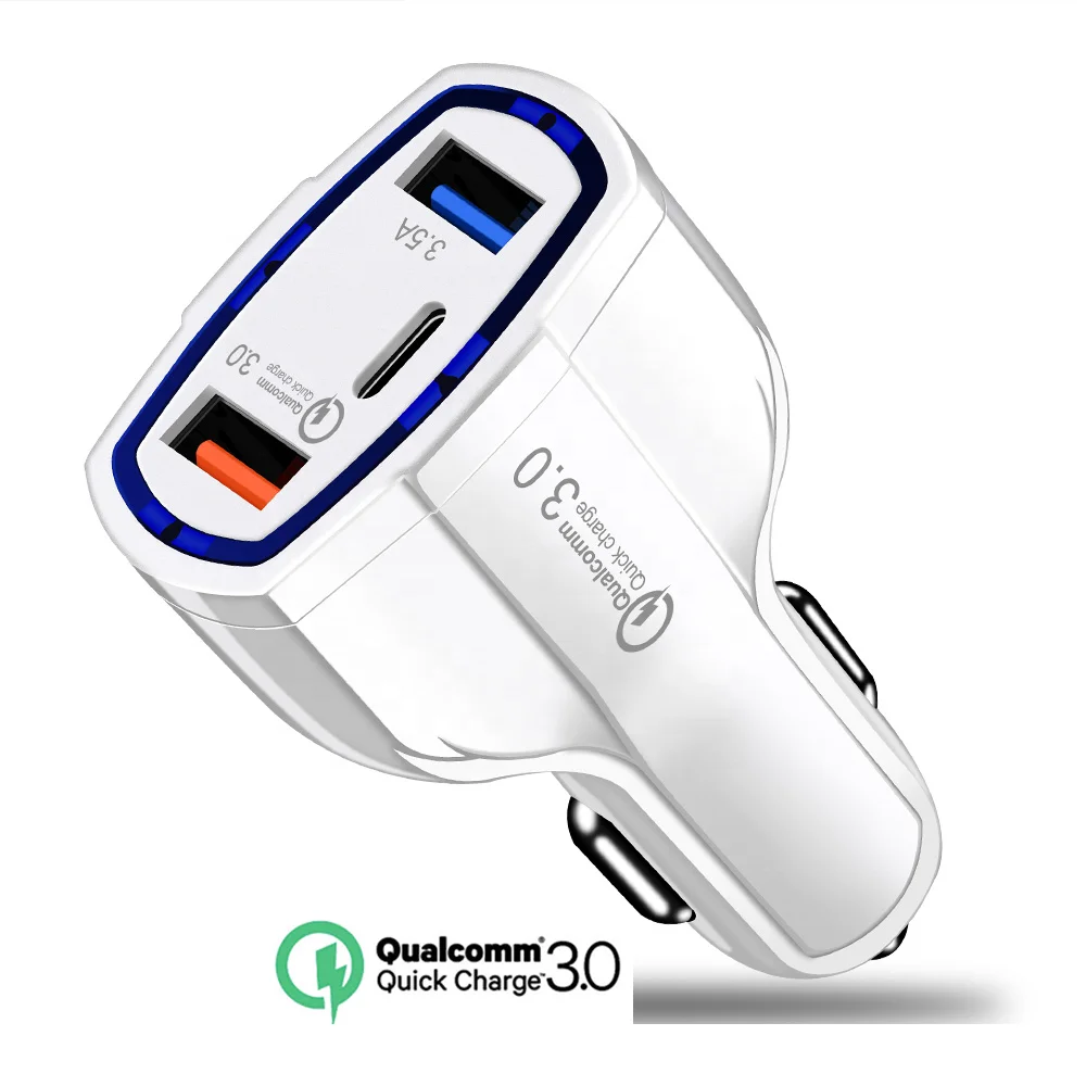 

CE ROHS Mobile Phone Accessories Dual USB Car Charger QC3.0 quick charge vehicle charger type-C dual port car charger 3.5A new