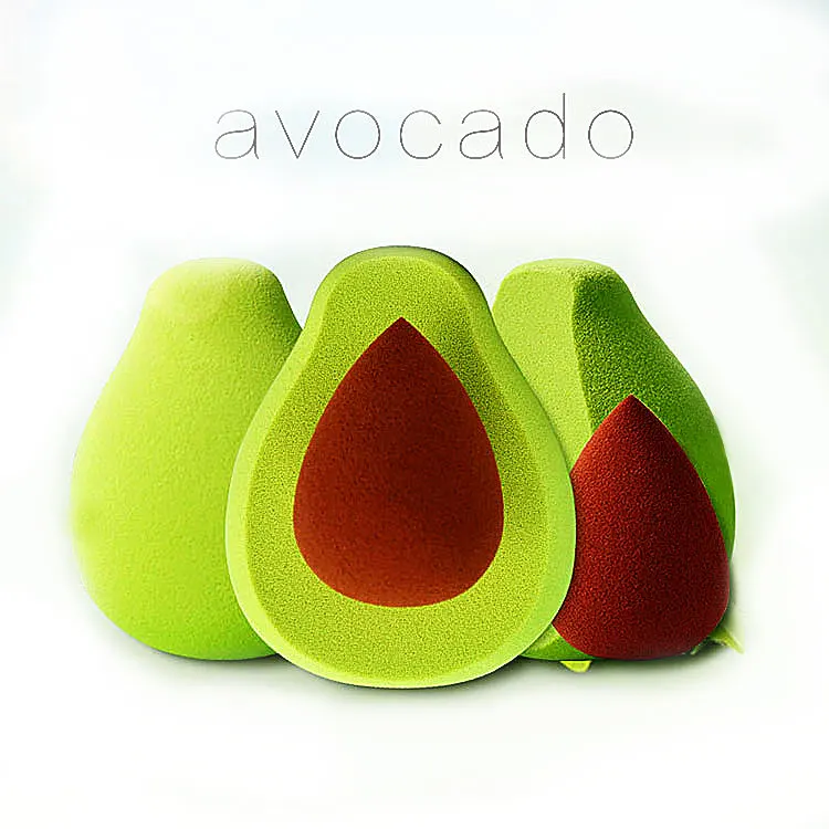 

1-4-97 fruit shaped avocado make up beauty makeup blender sponge, Brown+green