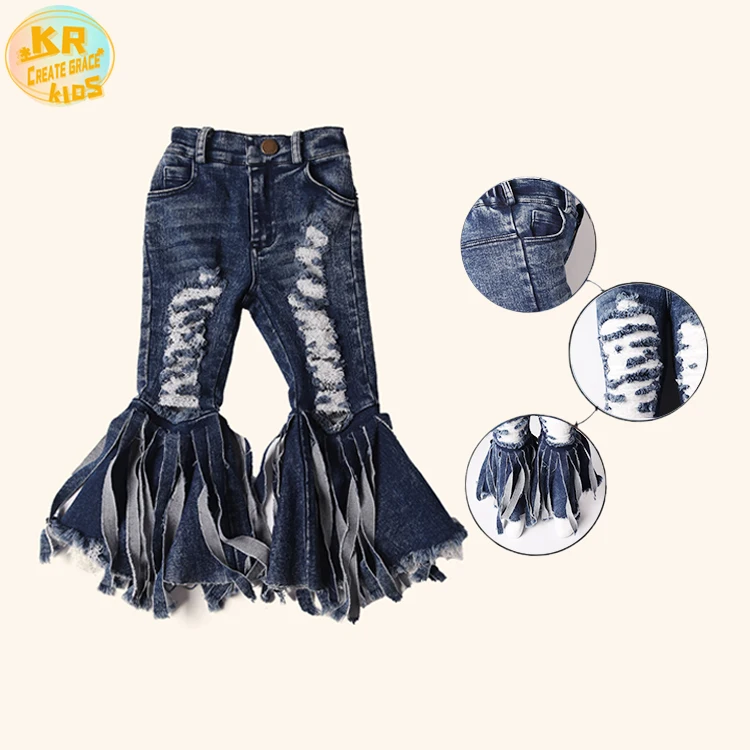 

Newest Design Fashionable Tassel Pattern Kid Clothing Kids Bell Bottom Pants Girls' Pants