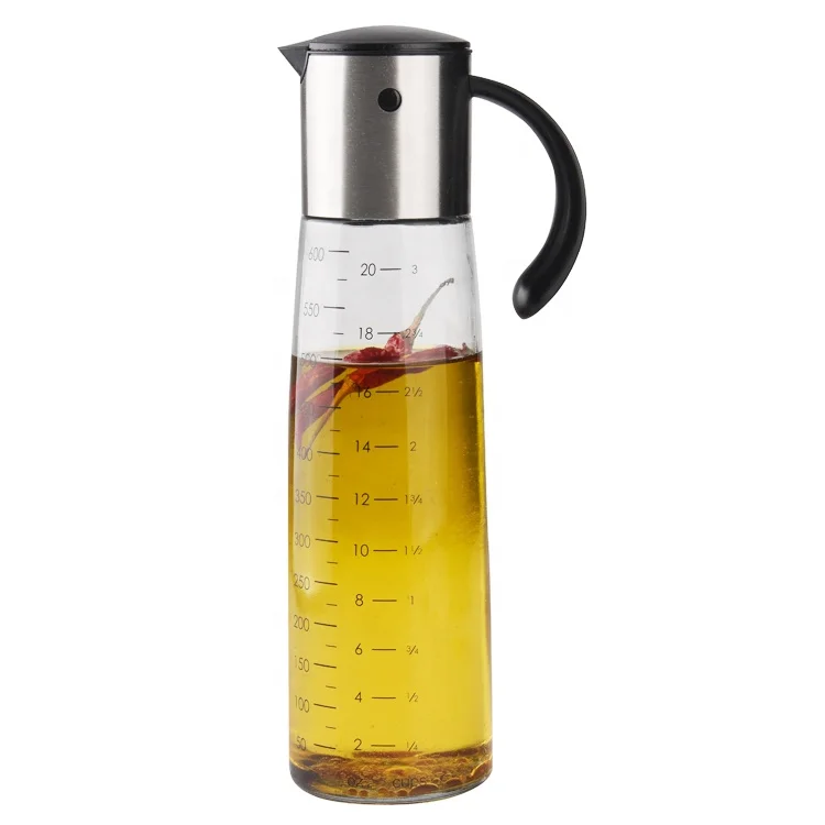 

600ml gravity 304 stainless steel glass cooking olive oil and vinegar bottle dispenser