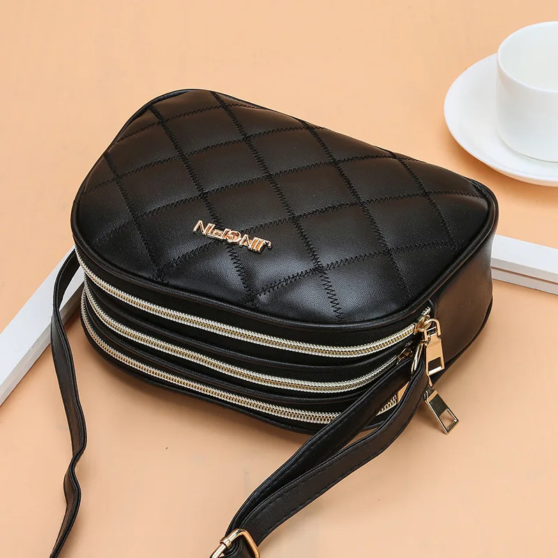 

2021 new shoulder bag women's handbags students casual Korean version retro small crossbody messenger mobile phone bag, Black
