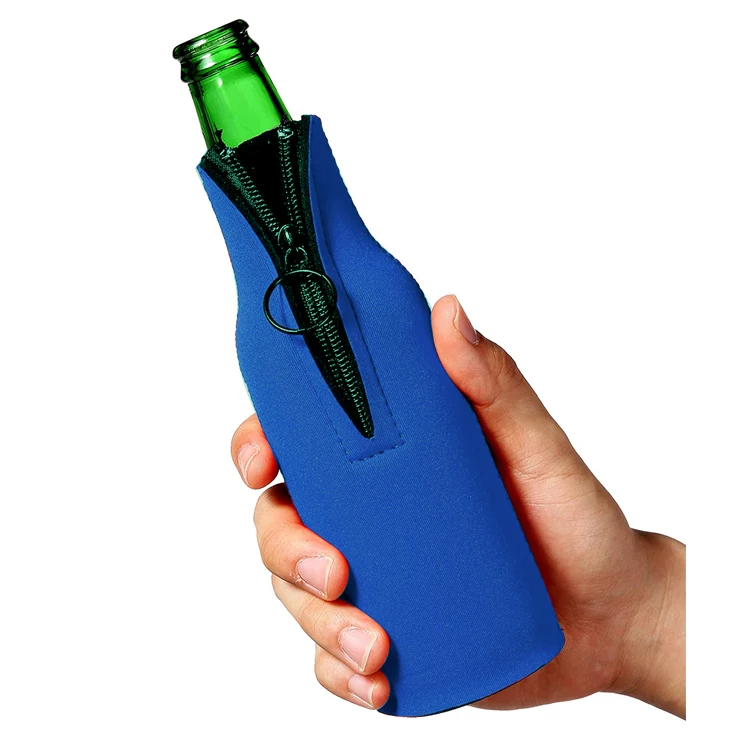 

Wholesale Beer Drink Cooler Insulated Neoprene Glass Water Bottle Sleeve With Zipper, Black or customize