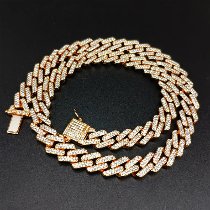 

Square Links Zircon Paved Fashion 18k Gold Men's Hiphop Jewelry Necklace for MEN