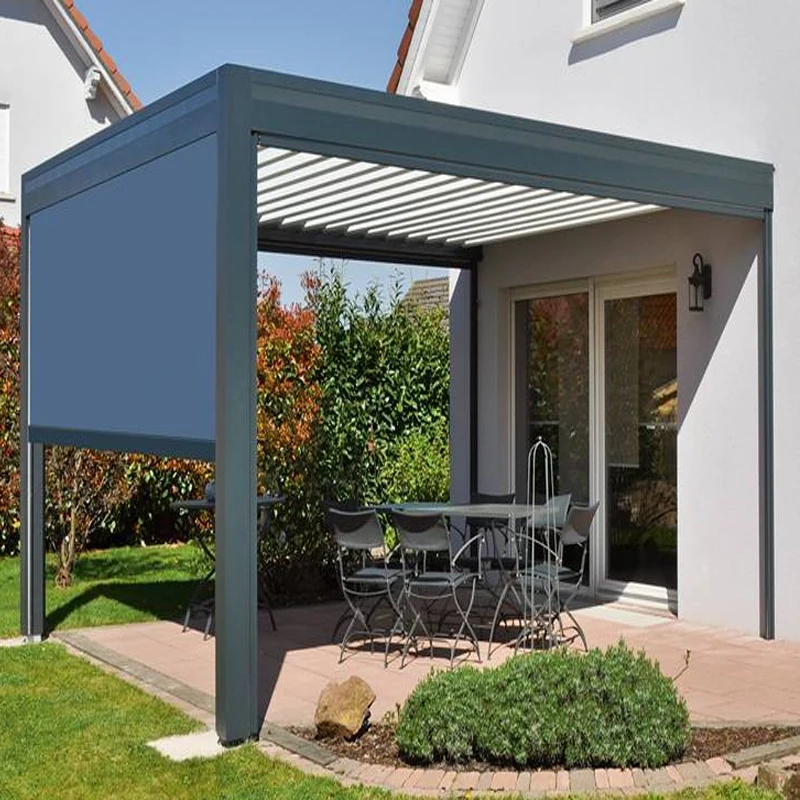 

Modern gazebo cover aluminium motorized shades louvered roof pergola system, Customized colors