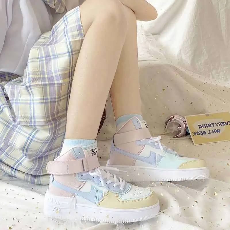 

2021 Sneakers for Women Kawaii Shoes Fashion Sports Casual High Top Cute Athletic Running Spring Flats, Purple