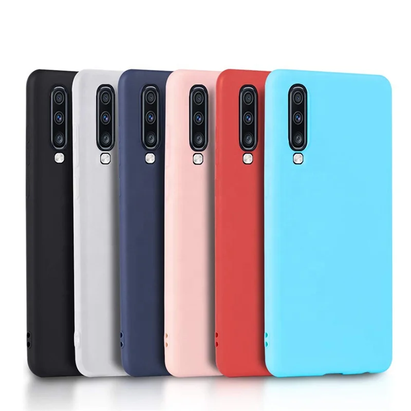 

TPU Candy Solid Color Touch Smooth And Soft Silicone Phone Case For Samsung A70, Black,dark blue,red,mint green ,translucent,pink