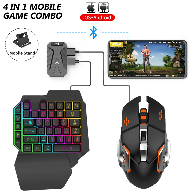 

Gamepad for Mobile Android Controller for PUBG Mobile Gaming Keyboard Mouse Converter for iOS Tablet PC Gaming Joystick combo