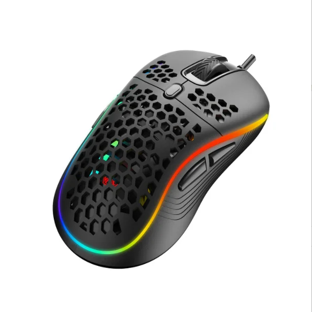 

Custom wholesale computer peripherals games mechanical wired USB cellular wired gaming mouse, Black