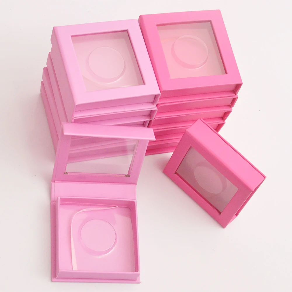 

Wholesale false eyelash packaging box makeup lash boxes package faux cils 25mm mink lashes strip magnetic pink case Lashbox