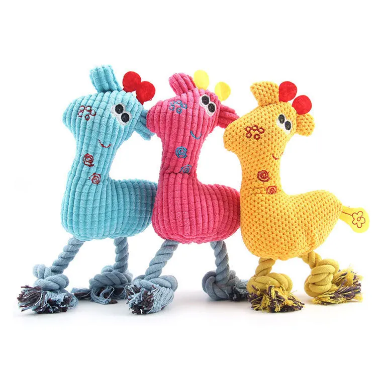 

Hot Selling Cleaning Tooth Pet Toys Soft Fleece Cotton Rope Three Color Plush Squeak Toys, Customized color