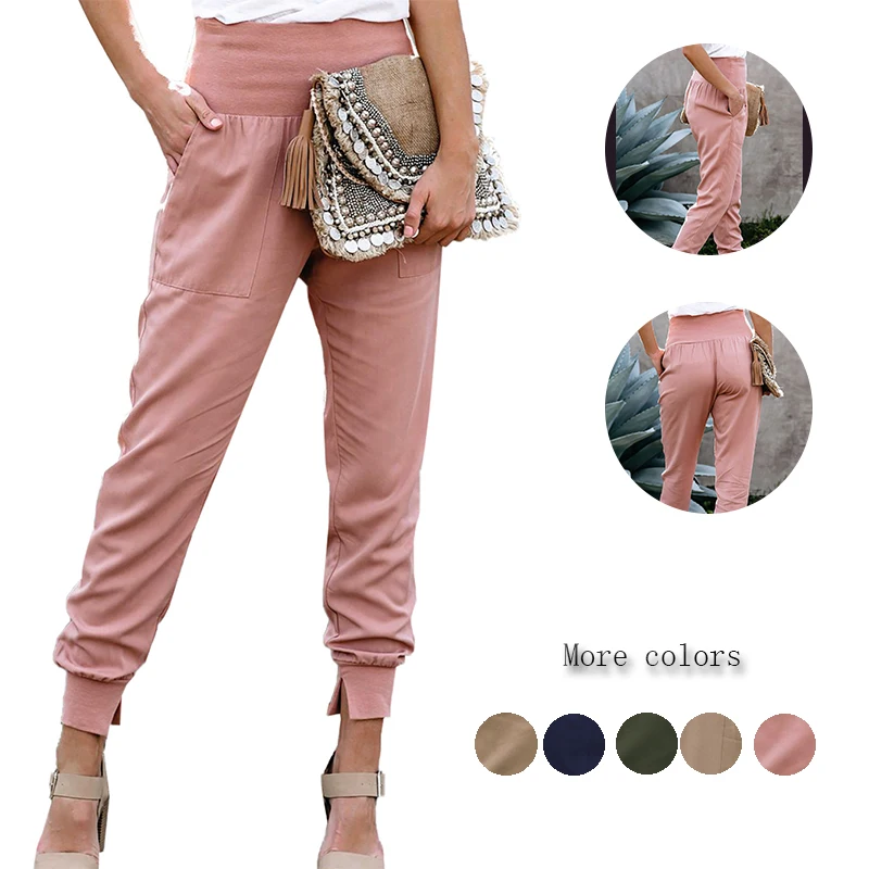 

Autumn Women Trousers & Pants Casual Solid Joggers High Waist Slim Fit Sweatpants 3D Pocket Casual Joggers Overized Women Pants