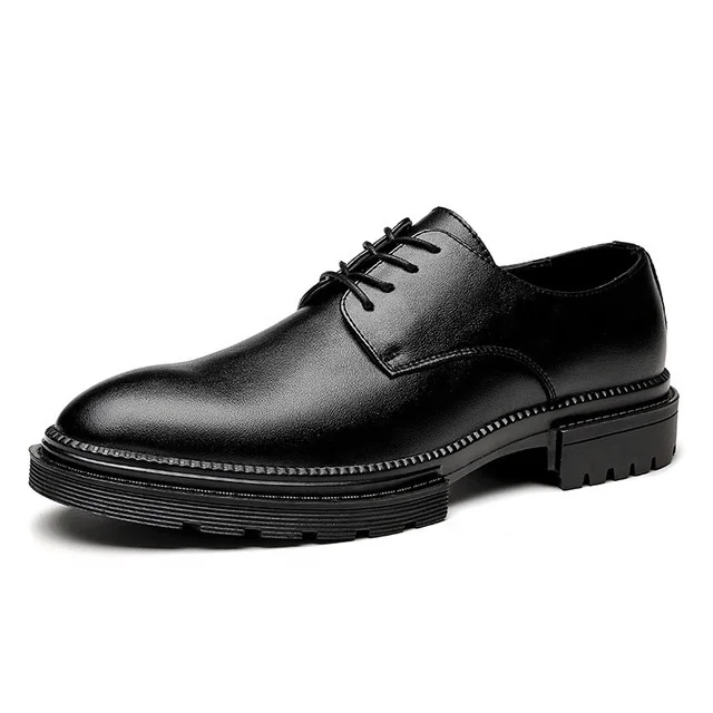 

Four Seasons Casual Leather Business Dress Shoes British Style Thick-Soled Soft Pointed-Toe Leather Shoes