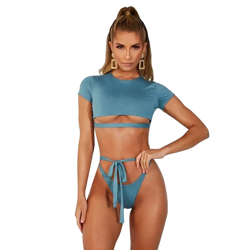 Fashion Super string micro swimsuit girl latest design sexy transparent two piece girl bikini swimwear