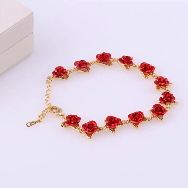 

Simple red rose bracelet with gold - plated jewelry for women bangle bracelet, Gold/silver/rose gold