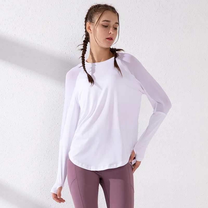 

Sexy Long-sleeved Yoga Clothes Loose T-shirt Women's Running Fitness Clothes