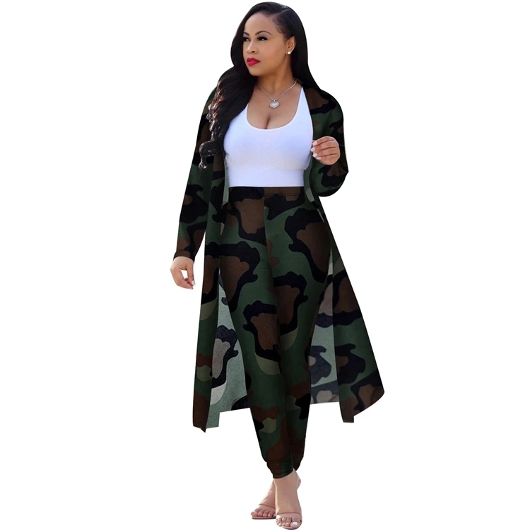 

2021 New Arrivals Two Piece Set Printed Cardigan Long Sleeve cape leggings plus size two piece set