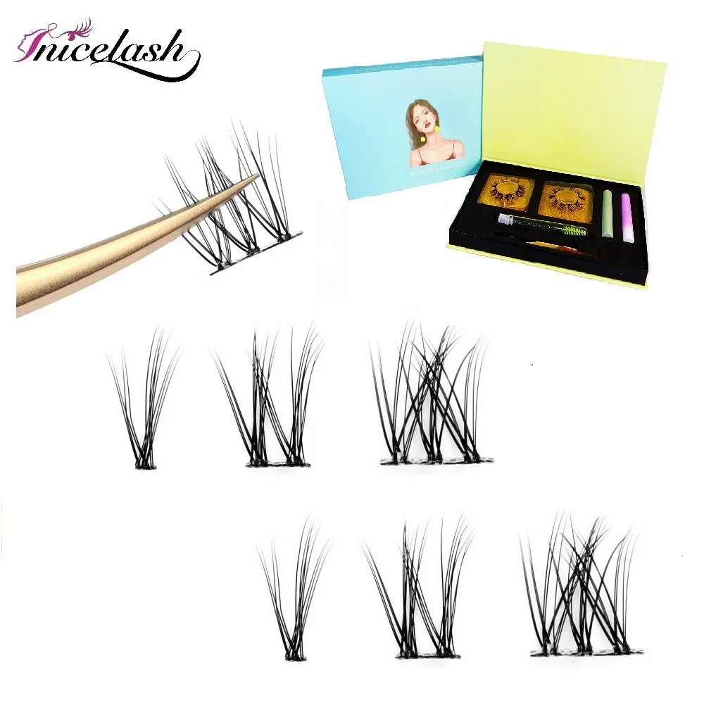 

Wholesale 3d Silk Eyelashes Diy Lash Kit Packaging Box Natural Looking Korean Cluster Eyelashes Pre Cut Eyelashes, Natural black