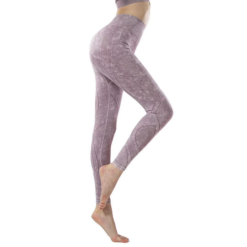 

NUSPIRE High Waist Hip Lift Sports Tights Gym Running Pants Women Seamless Yoga Leggings, Tie-dyed