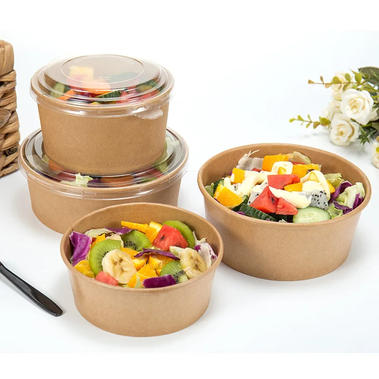

Brown Kraft Paper snack ice cream soup bowl with paper lid, Any color is available