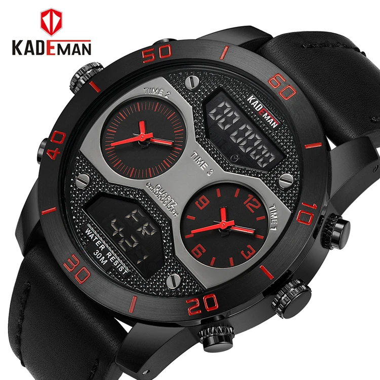 

KADEMAN 158 Luxury Brand Mens Military Sports Watches Male Analog Date Quartz Watch Men Casual Leather Wrist Watch