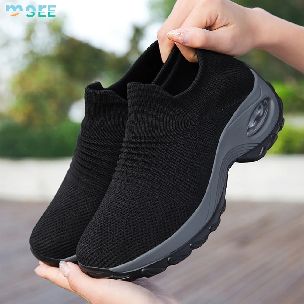 SeeMore Selection Women Arch Support Non Slip Work Shoes Quilted Slip-on Sock Sneakers Running Shoes