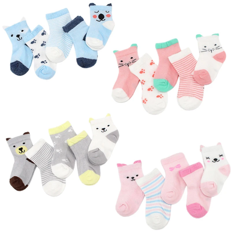 

Wholesale Cartoon Knitted Cotton Baby 5 Pairs Animal Baby Socks Set Smart Sock Baby, Multi colors