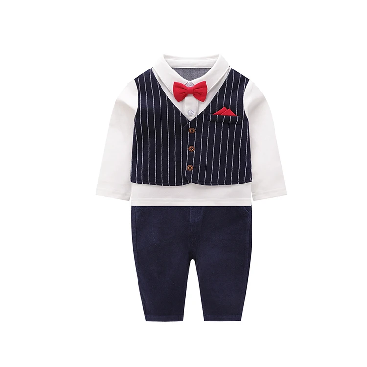 

Wholesale Europe Baby Boy Clothes Sets for Autumn Boy Formal Kids Romper Set