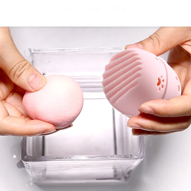 
Soft Silicone Cosmetics Blender Powder Puff Drying Holder Case 