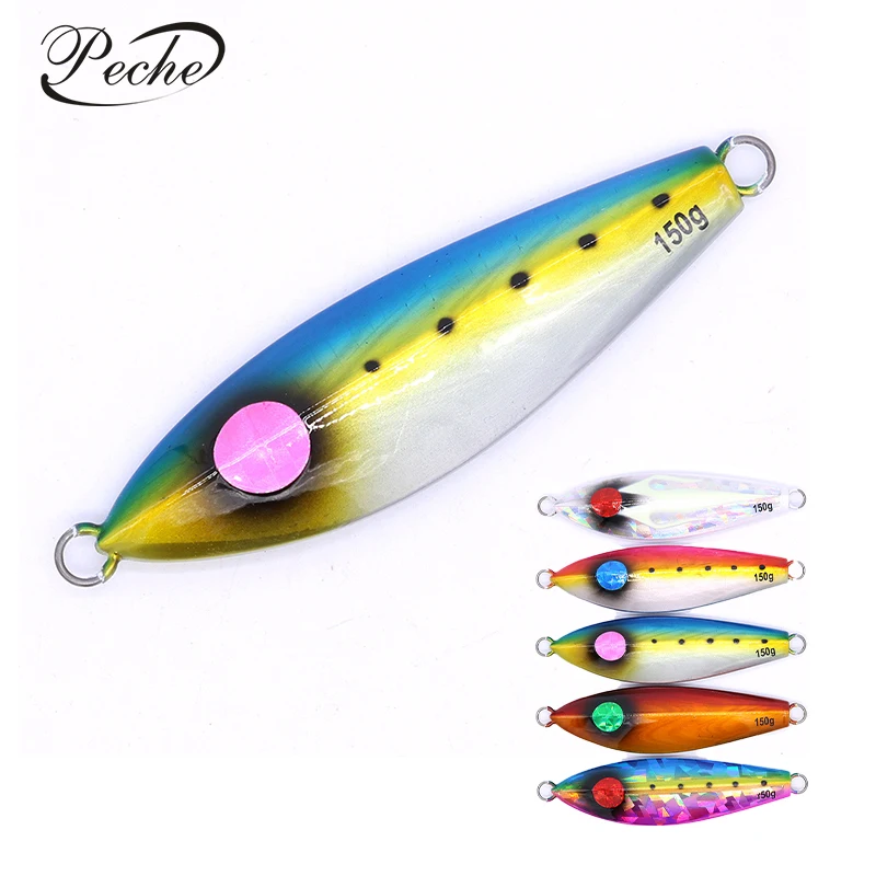 

Peche Jigging Fishing Lure Saltwater Isca Artificial 100g 150g 200g 250g Metal Casting Bait Pesca Luminous Slow Pitch Jigs Lure, 5 colors